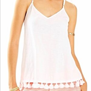 Lilly Pulitzer white tassel tank top size xs